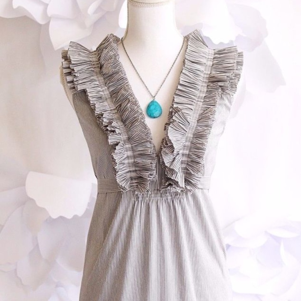 BCBGMaxazaria striped ruffled victorian blouse